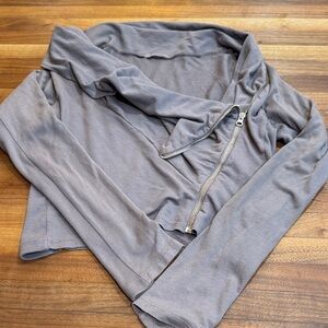 Women’s American Made Gray Asymmetrical Zip Jacket/Sweater/Sweatshirt